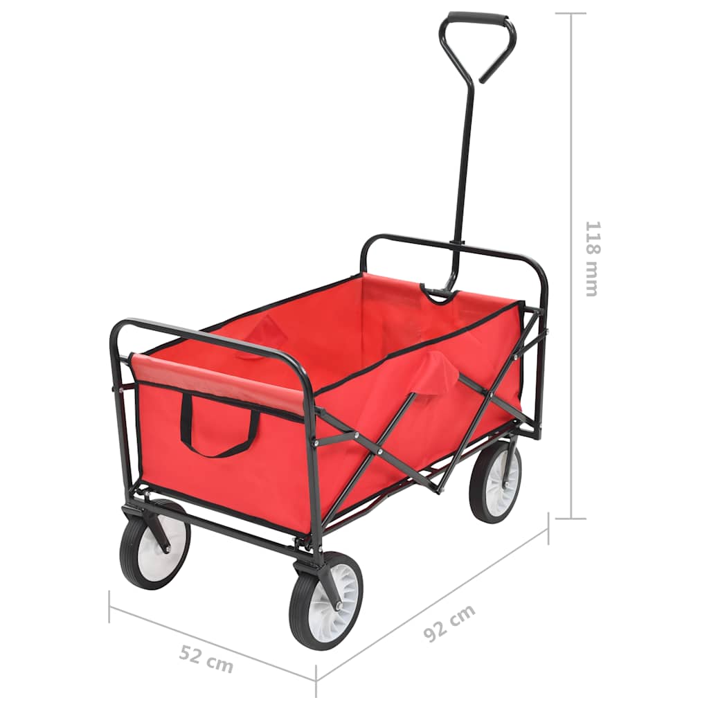 Carrello Pieghevole a Mano in Acciaio Rosso