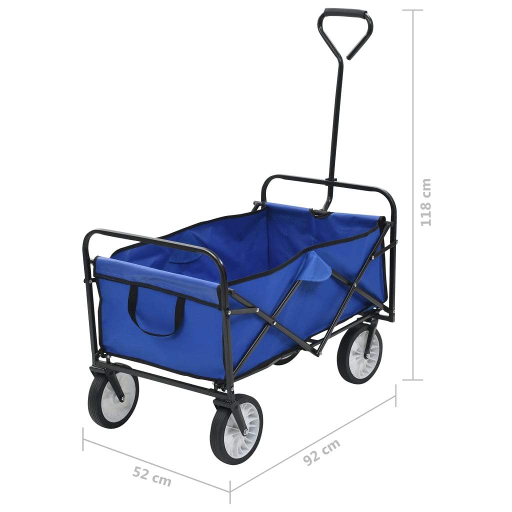 Carrello Pieghevole a Mano in Acciaio Blu - homemem39