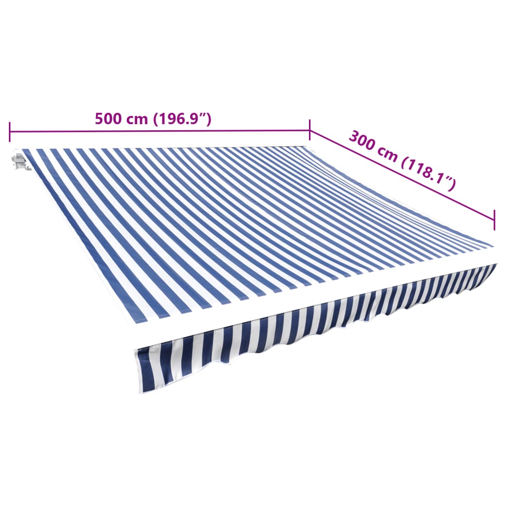 Tessuto di Ricambio per Tenda da Sole Blu e Bianco 5x3 m Poliestere | homemem39