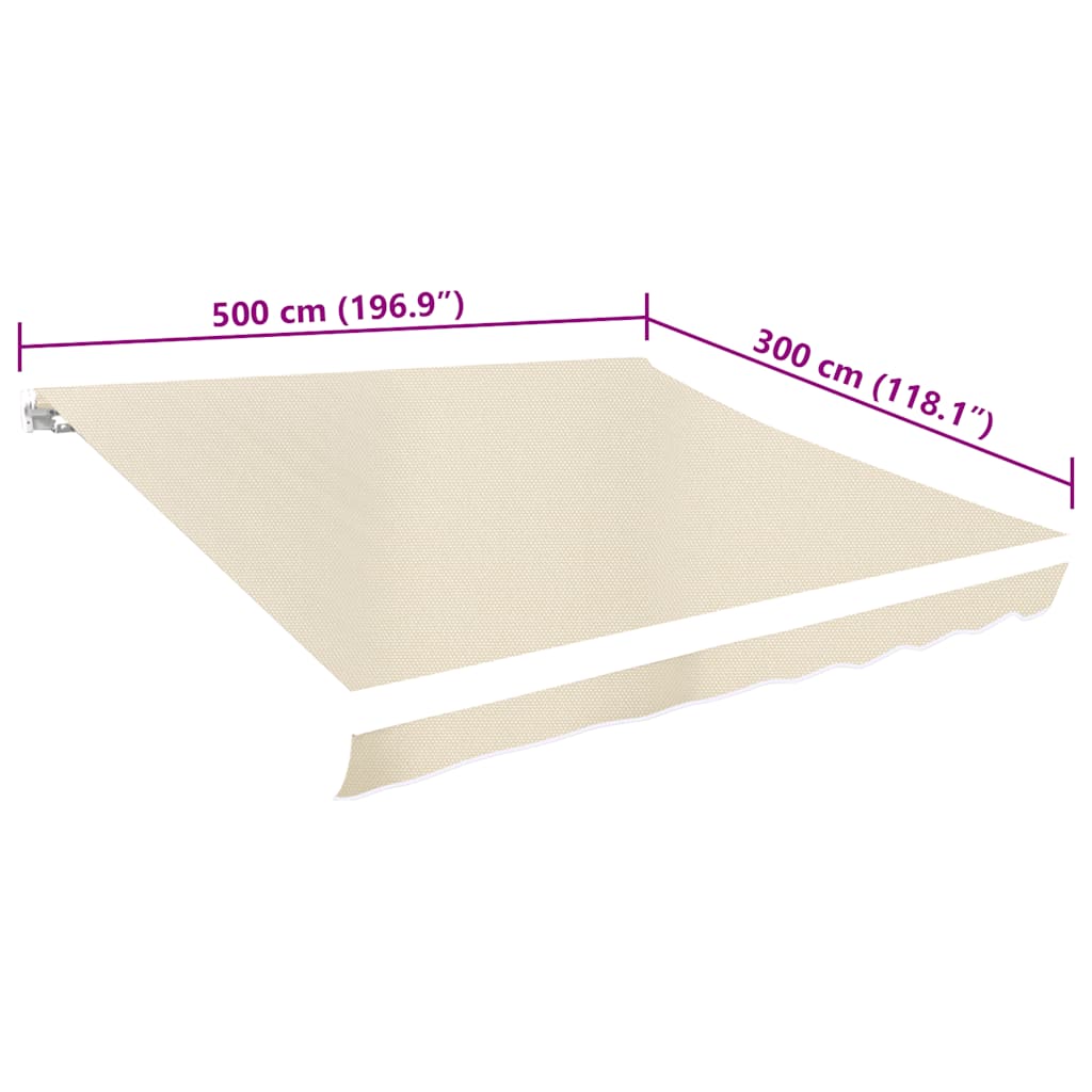 Tessuto di Ricambio per Tenda da Sole Crema 5x3 m Poliestere | homemem39