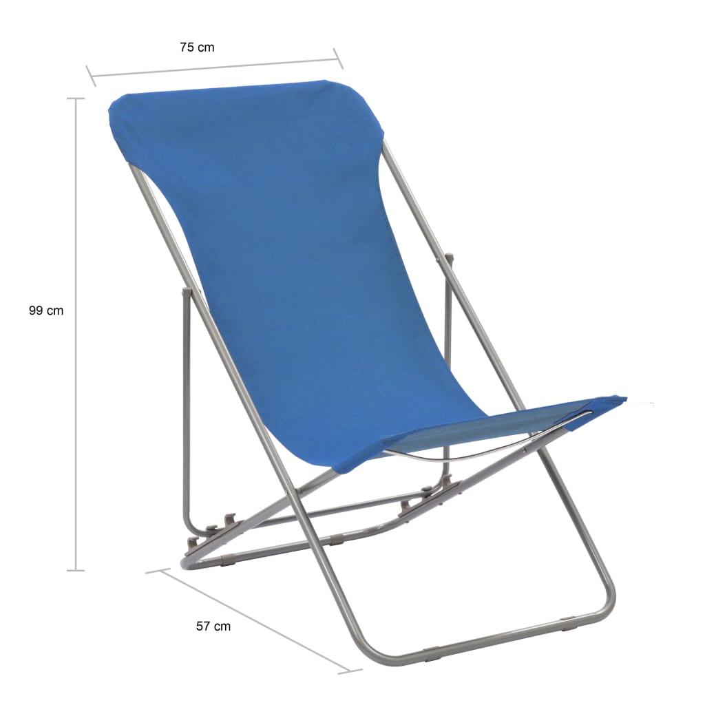Sedie da Spiaggia Pieghevoli 2 pz Acciaio e Tessuto Oxford Blu | homemem39