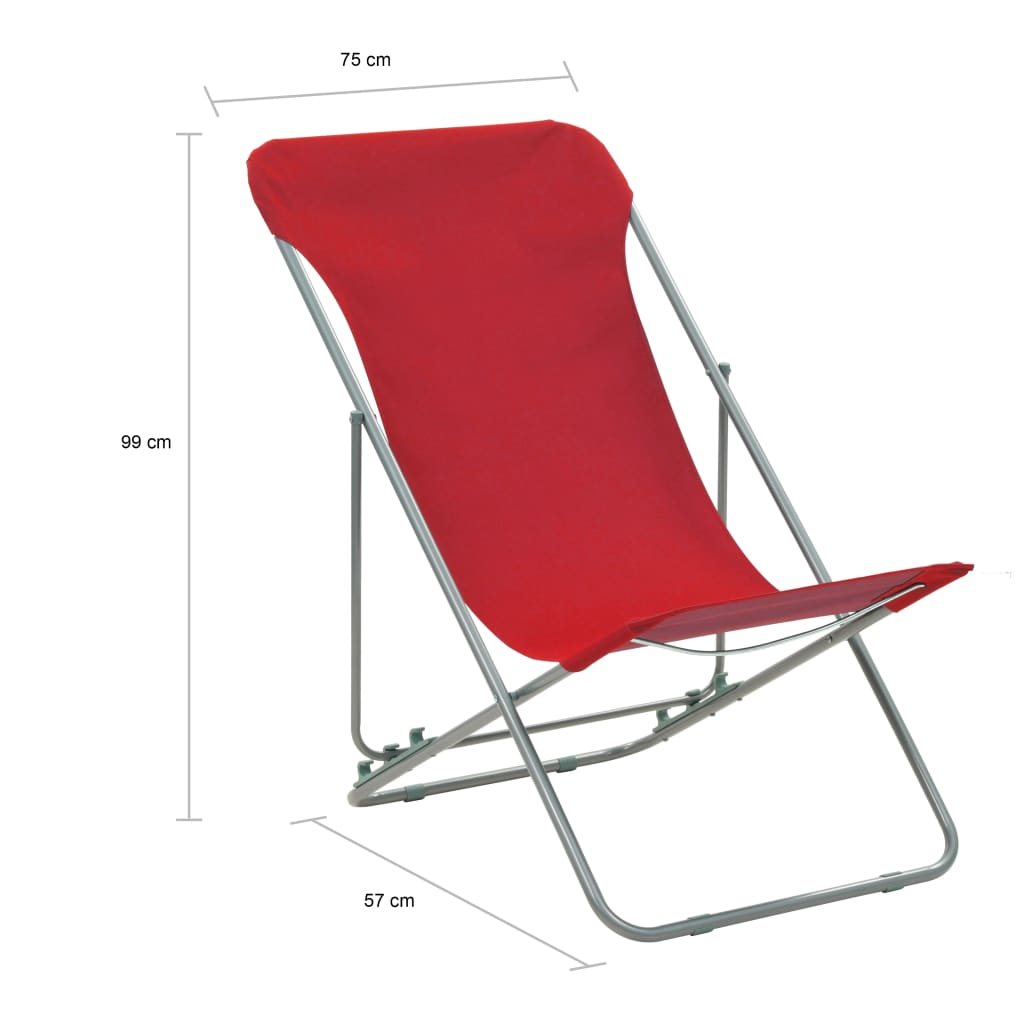 Sedia da Spiaggia Pieghevole 2 pz Acciaio Tessuto Oxford Rosso | homemem39