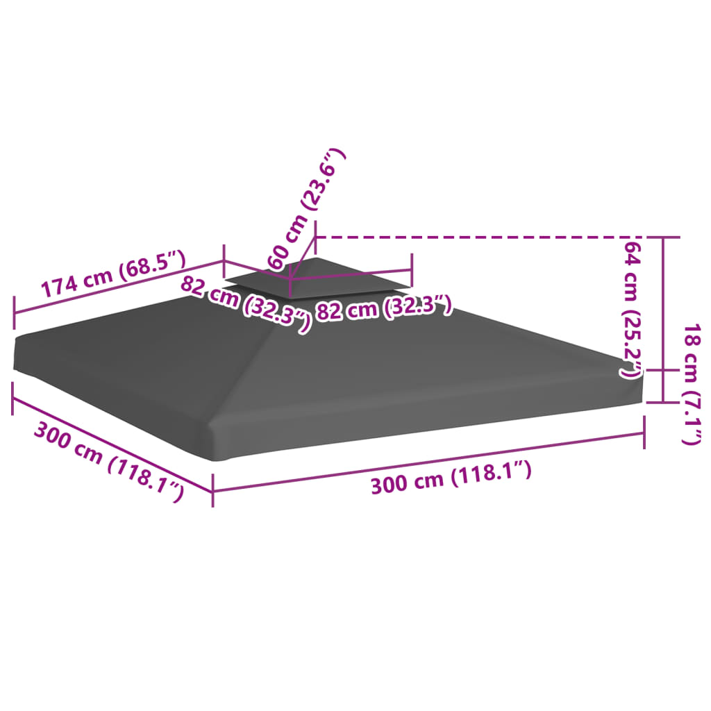 Copertura Superiore per Gazebo a 2 Strati 310 g/m² 3x3m Talpa | homemem39