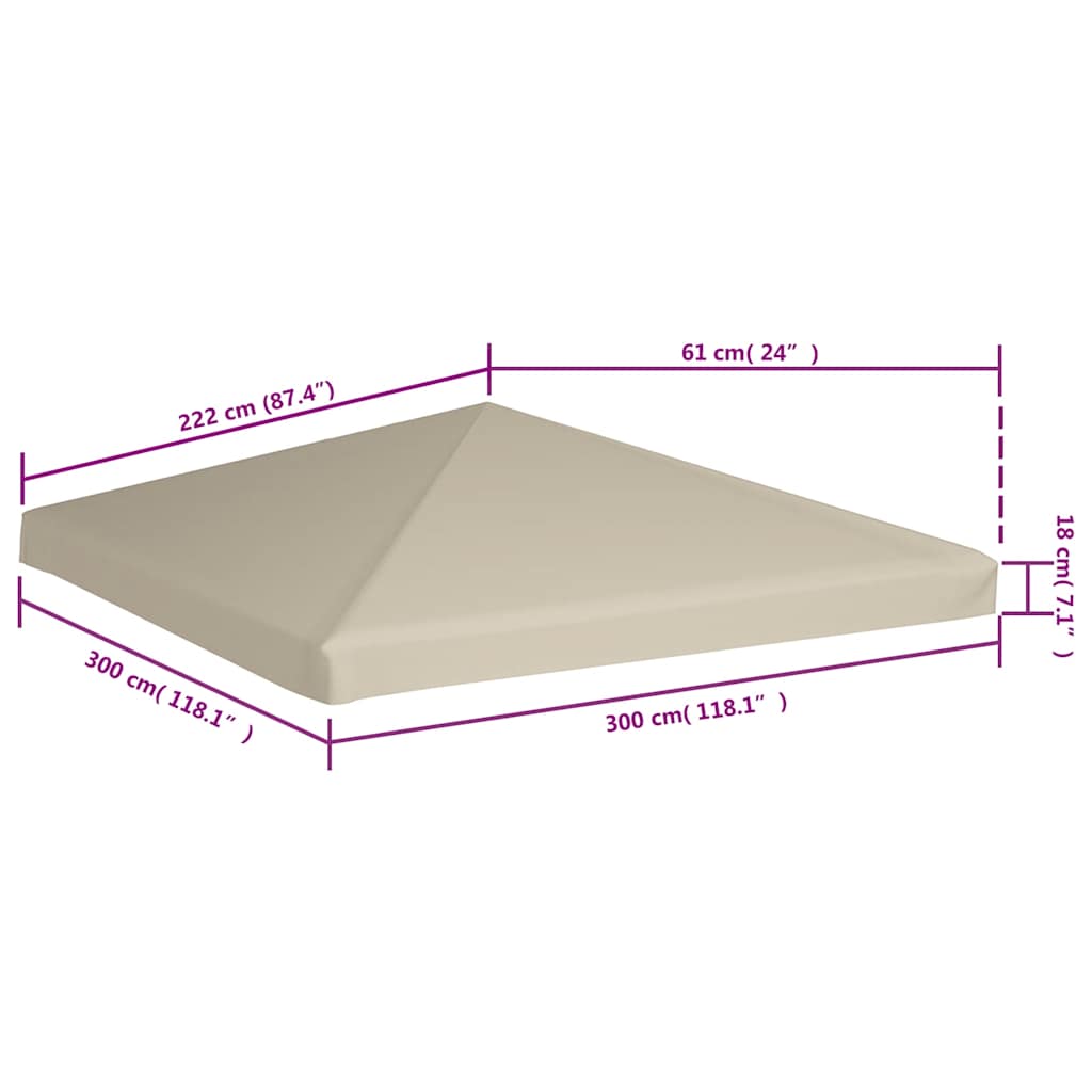 Tetto per Gazebo 310 g/m² 3x3 m Beige - homemem39