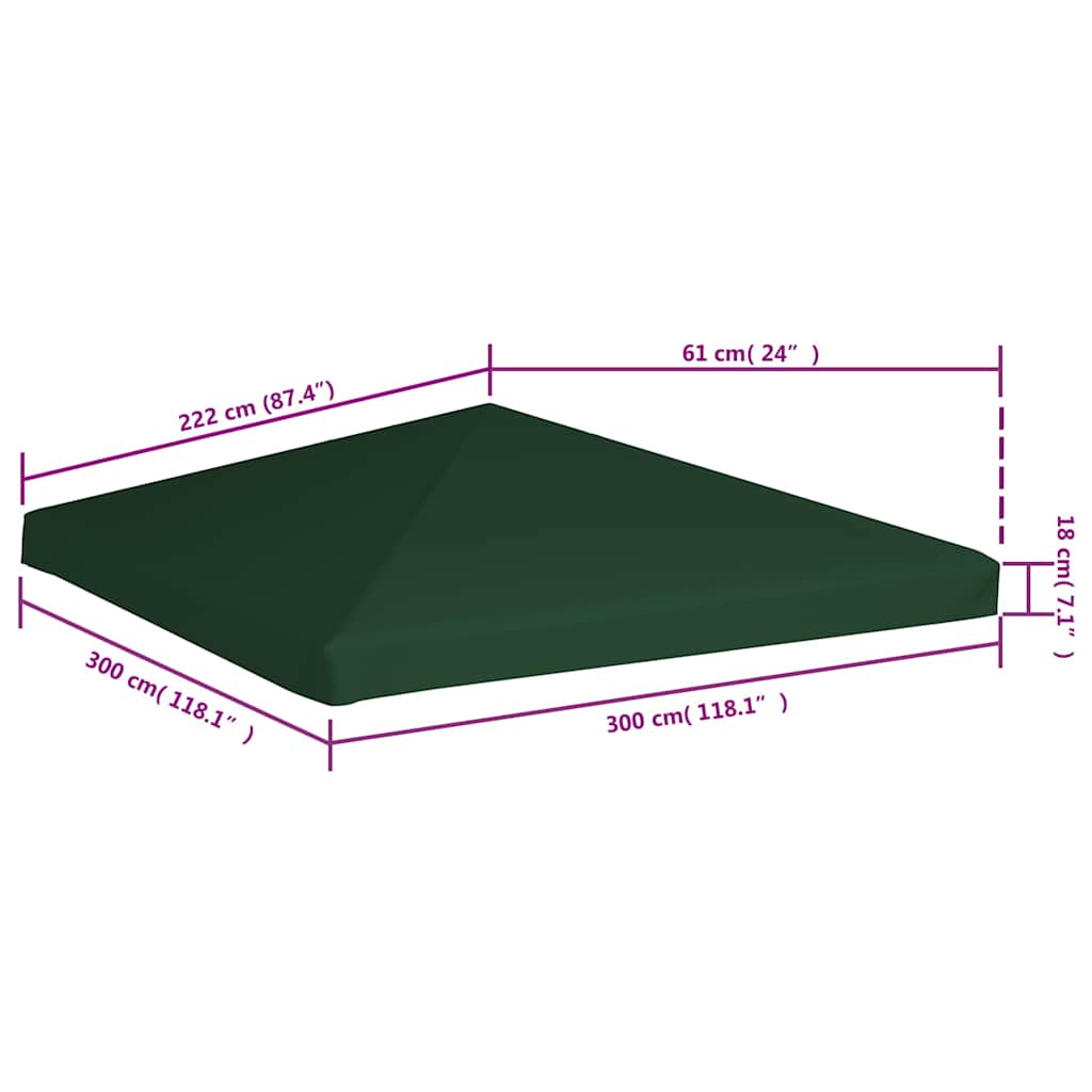Copertura Superiore per Gazebo 310 g/m² 3x3 m Verde | homemem39