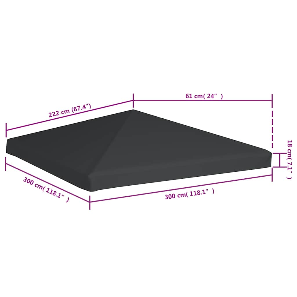 Copertura Superiore per Gazebo 310 g/m² 3x3 m Grigio | homemem39