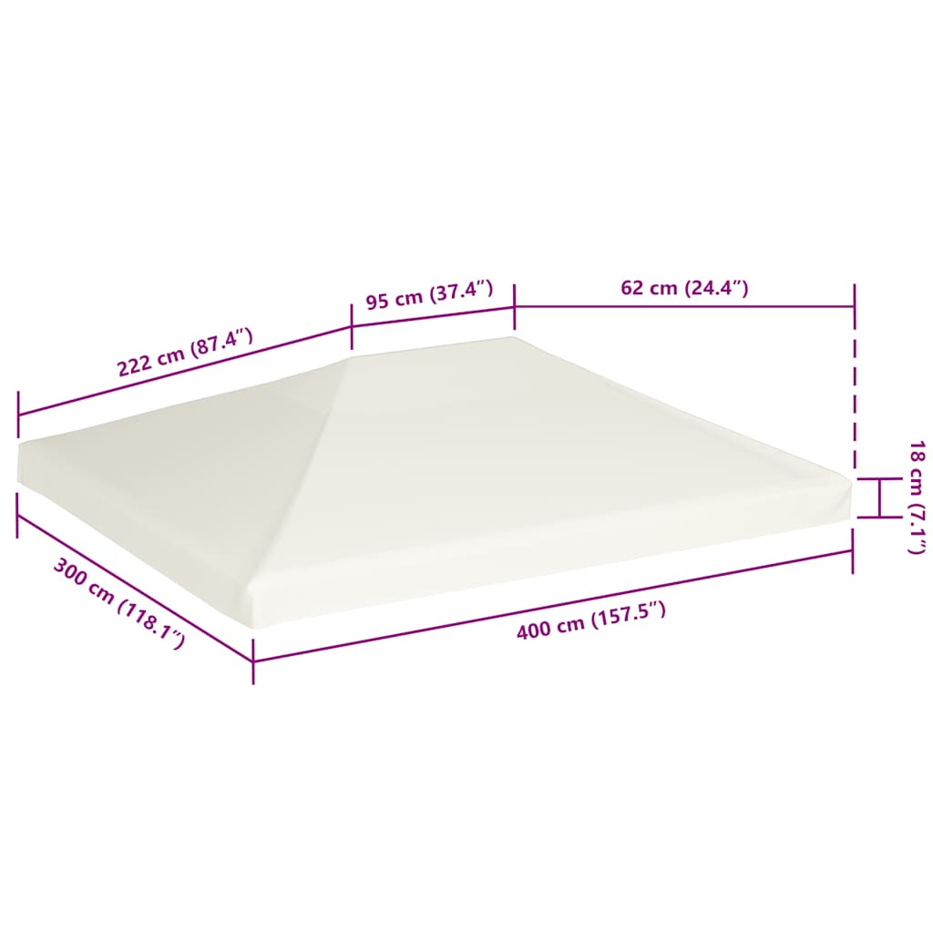 Copertura Superiore per Gazebo 310 g/m² 4x3 m Bianco Crema | homemem39