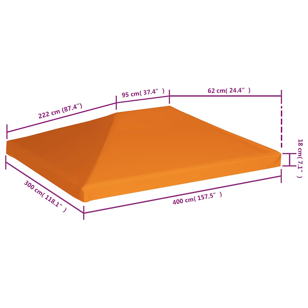 Copertura Superiore per Gazebo 310 g/m² 4x3m Arancione | homemem39