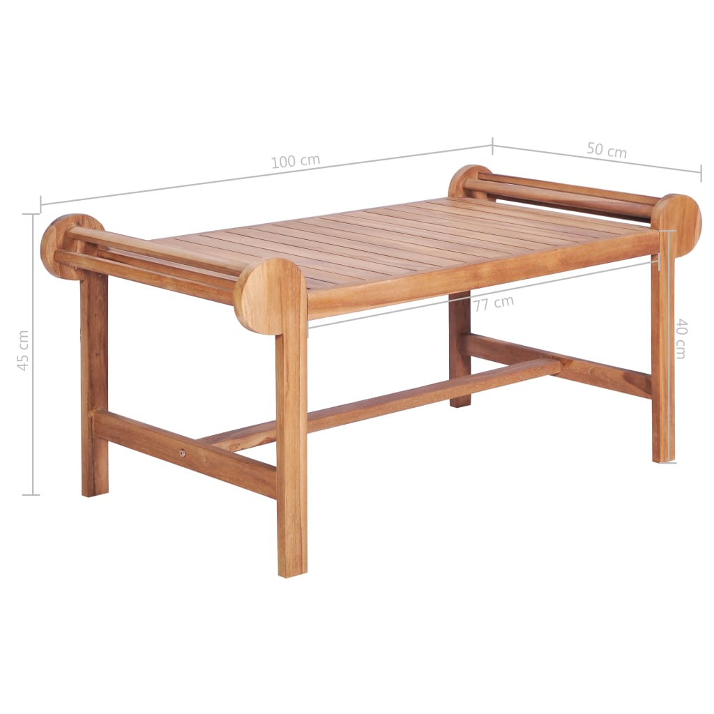 Tavolino da Salotto 100x50x45 cm in Massello di Teak | homemem39