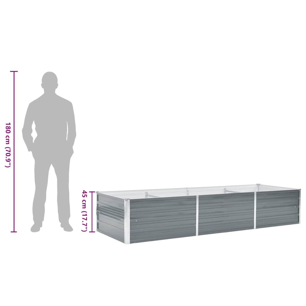 Letto Rialzato Giardino in Acciaio Zincato 240x80x45 cm Grigio | homemem39