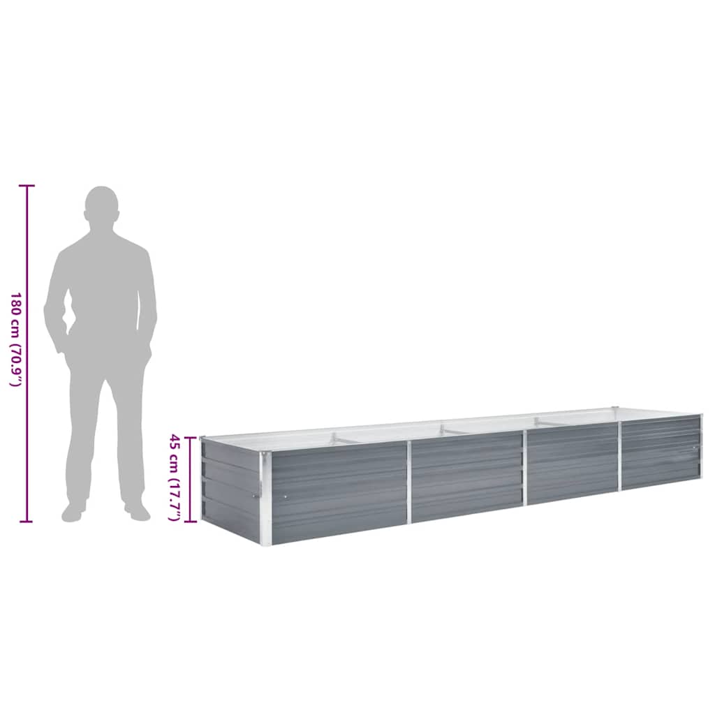 Letto Rialzato Giardino in Acciaio Zincato 320x80x45 cm Grigio | homemem39