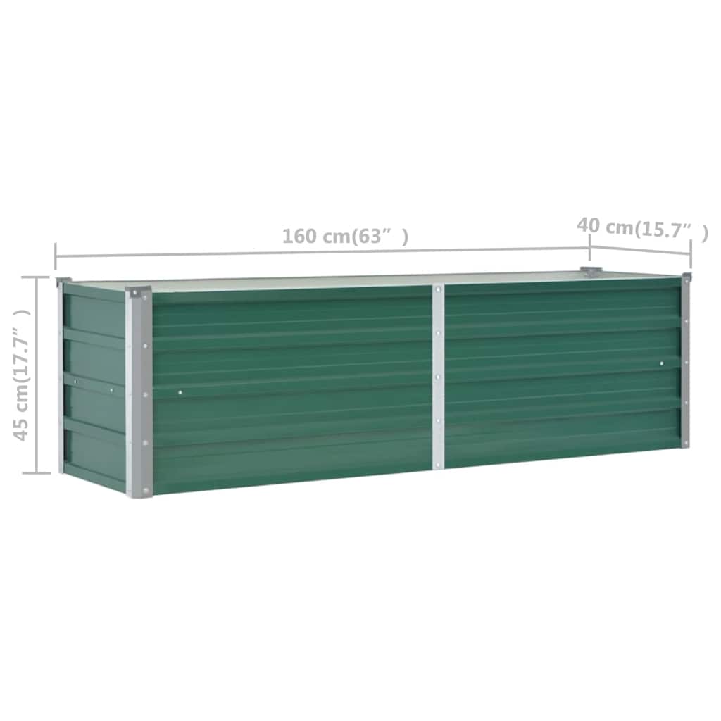 Letto Rialzato Giardino in Acciaio Zincato 160x40x45 cm Verde | homemem39