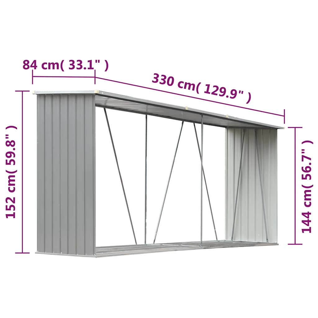 Capannone da Giardino in Acciaio Zincato 330x84x152cm Grigio | homemem39