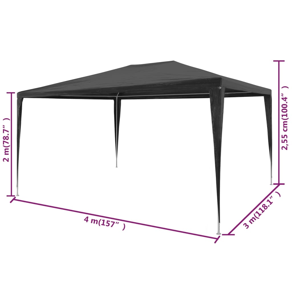 Tendone per Feste 3x4 m in PE Antracite | homemem39