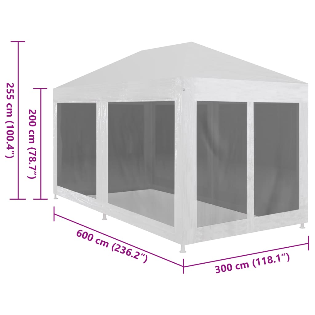 Tenda per Feste con 6 Pareti in Rete 6x3 m - homemem39