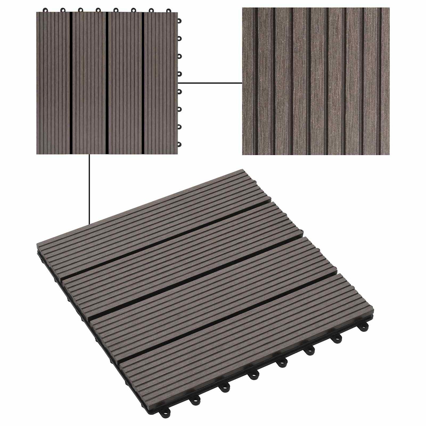 Piastrella per Decking 11 pcs Marrone Scuro 30 x 30 cm WPC