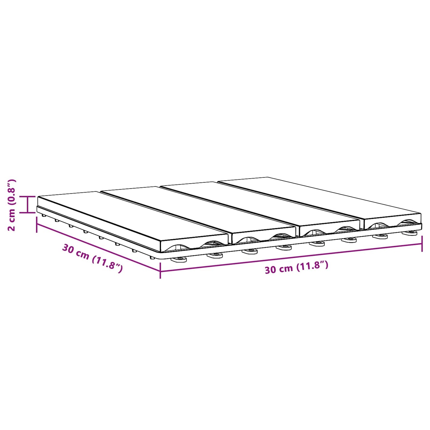 Piastrella per Decking 11 pcs Marrone Scuro 30 x 30 cm WPC