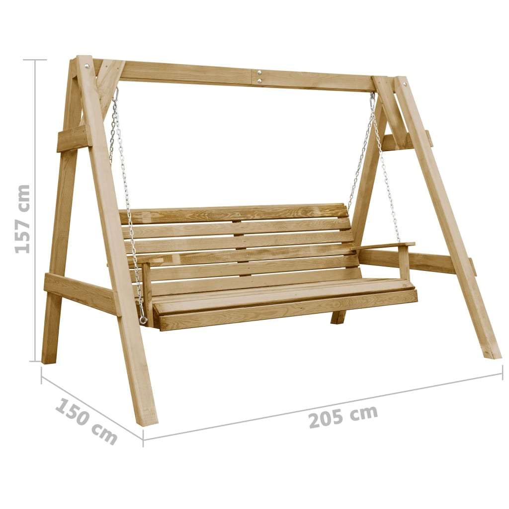 Panca a Dondolo da Giardino in Pino Impregnato 205x150x157 cm | homemem39
