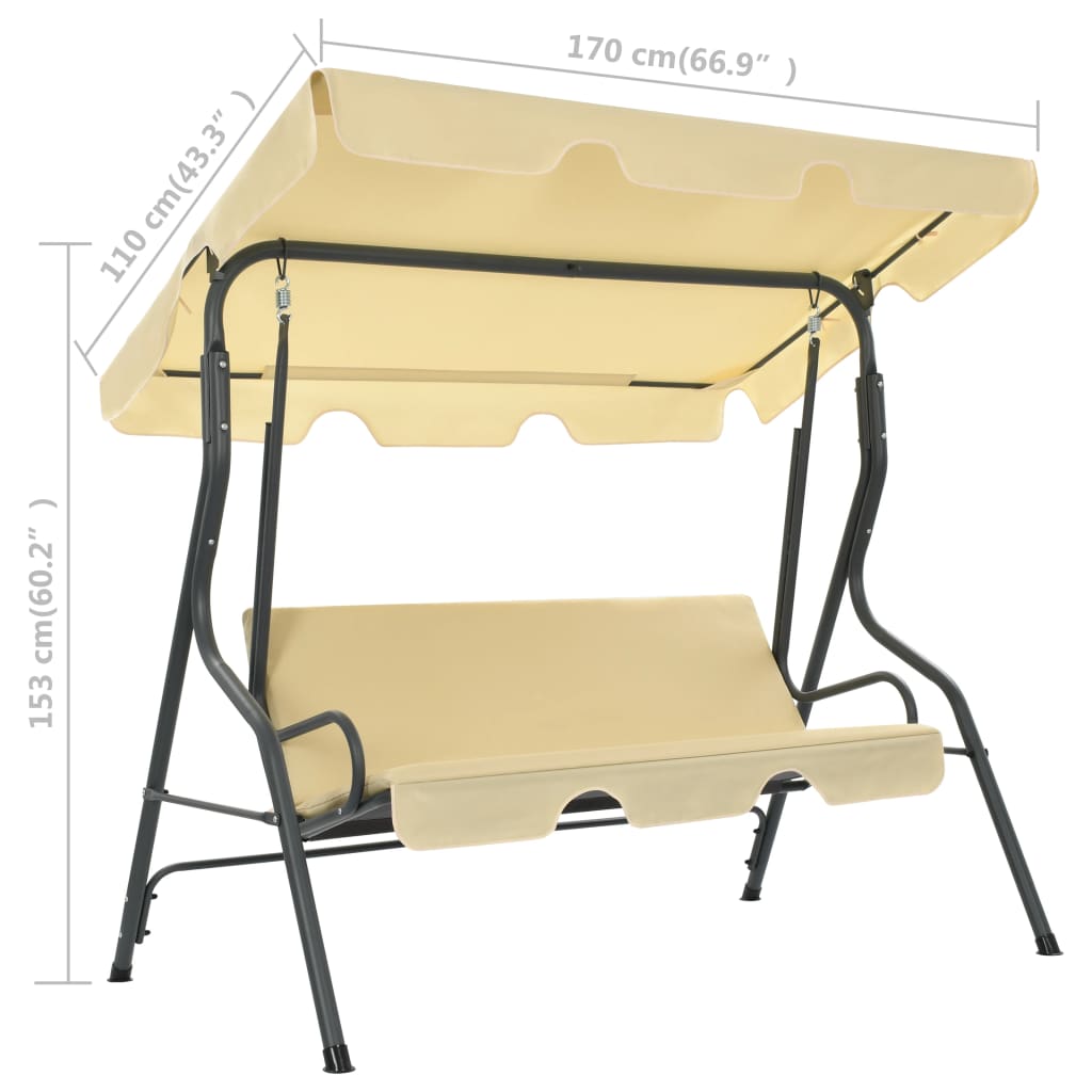 Panchina a Dondolo da Giardino Bianco Crema 170x110x153 cm | homemem39