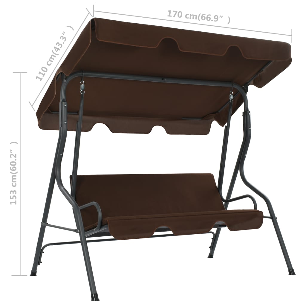 Panchina a Dondolo da Giardino Caffè 170x110x153 cm | homemem39