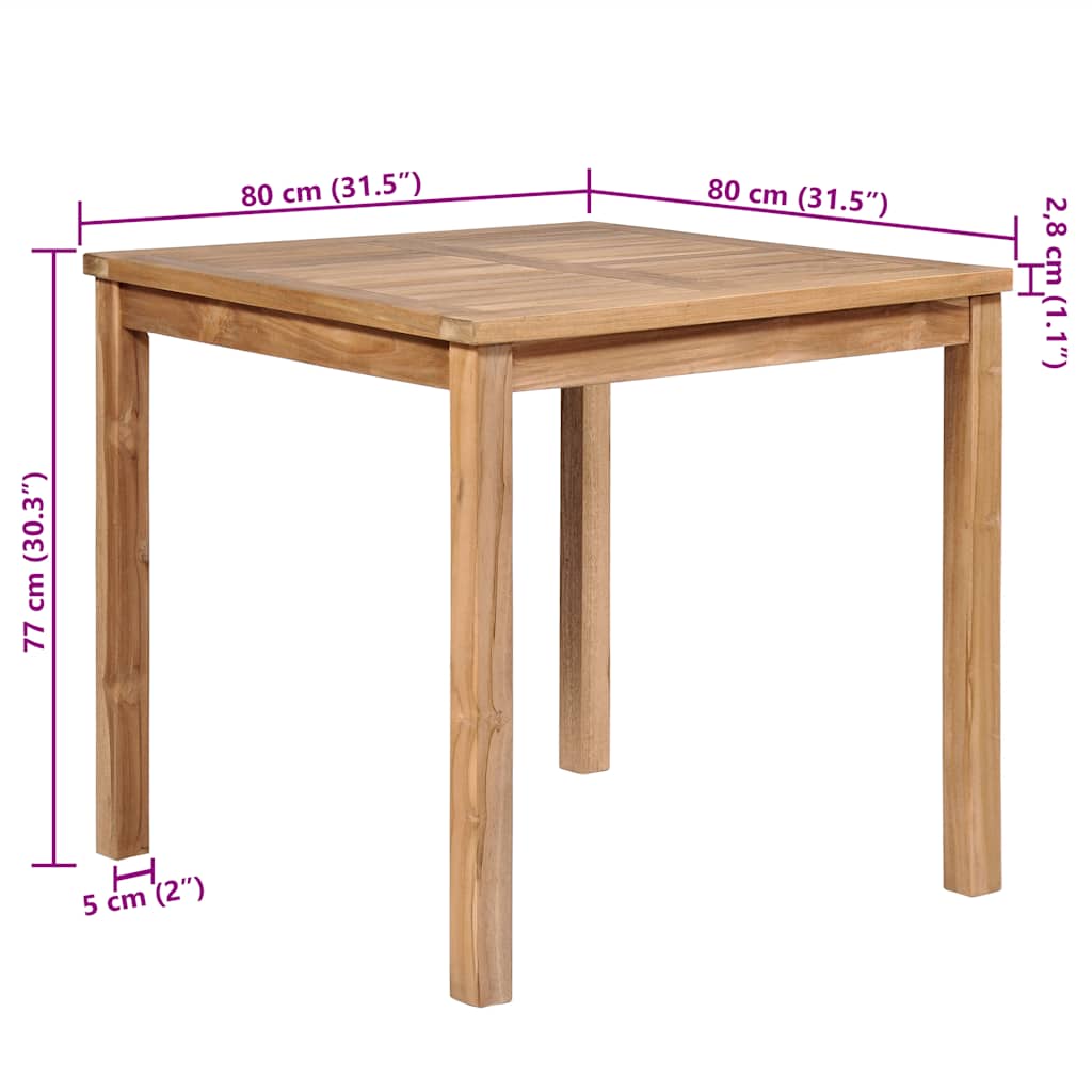 Tavolo da Giardino 80x80x77 cm in Legno Massello di Teak | homemem39