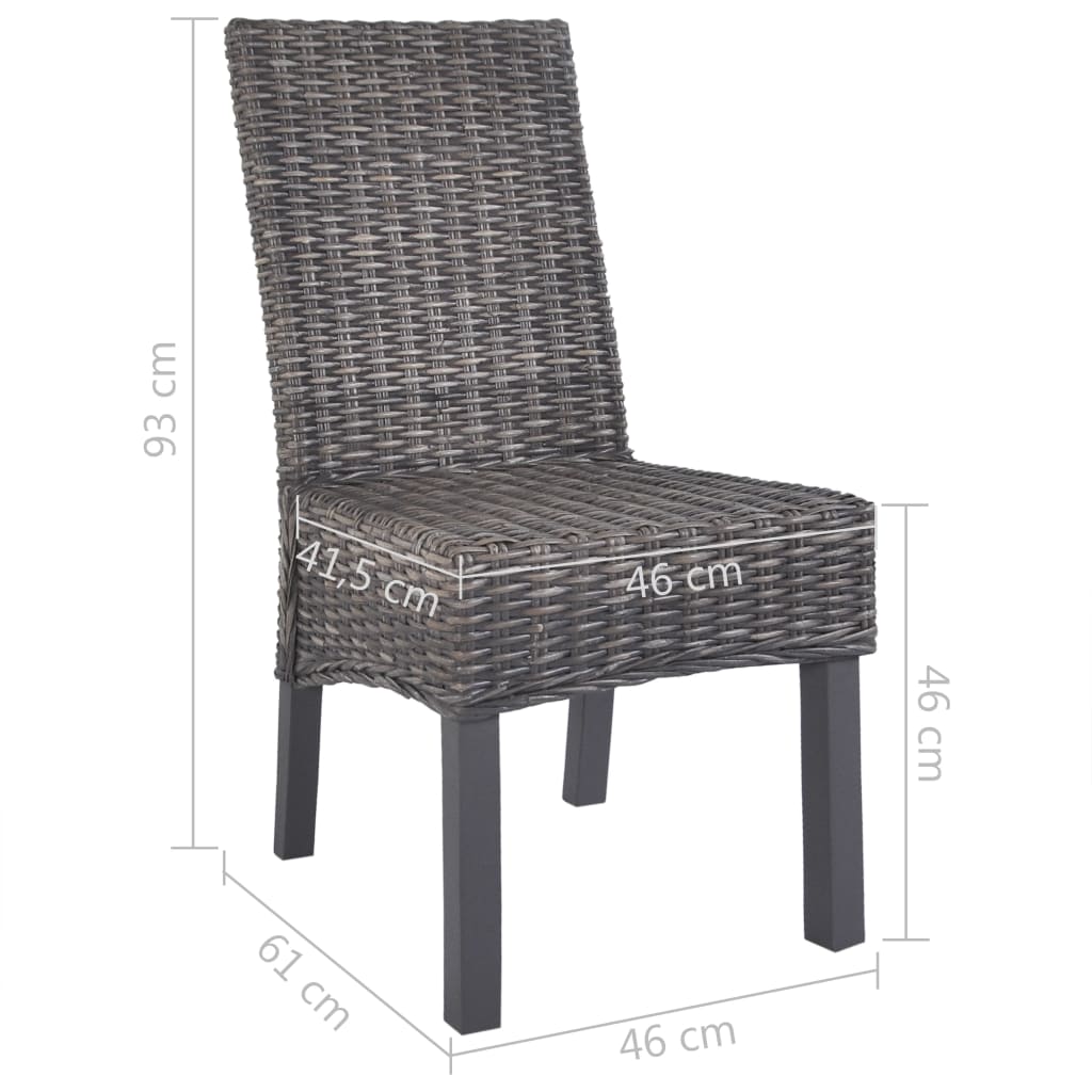 Sedie da Pranzo 4 pz Marroni in Rattan Kubu e Legno di Mango | homemem39