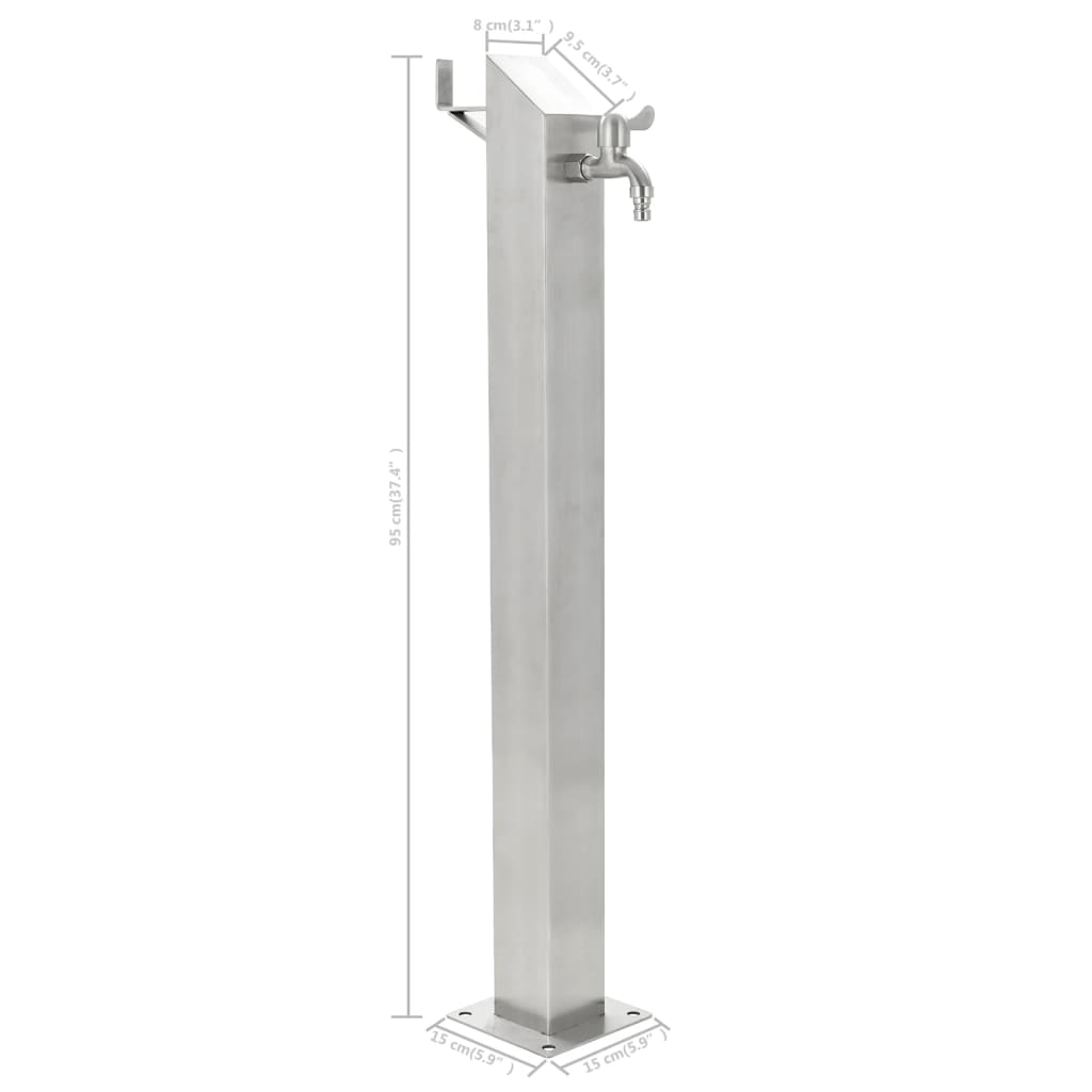 Fontanella a Colonna in Acciaio Inossidabile Quadrata 95 cm | homemem39