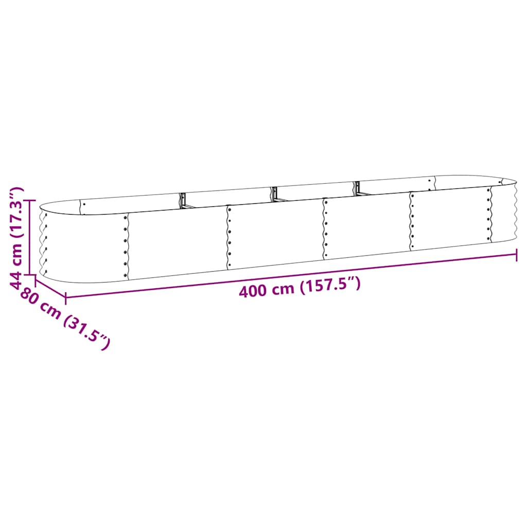 Letto Rialzato Giardino 400x80x44 cm in Acciaio Zincato Grigio | homemem39