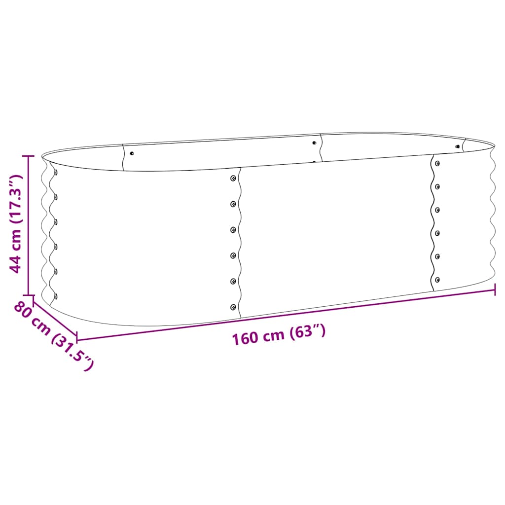 Letto Rialzato Giardino 160x80x44 cm in Acciaio Zincato Grigio