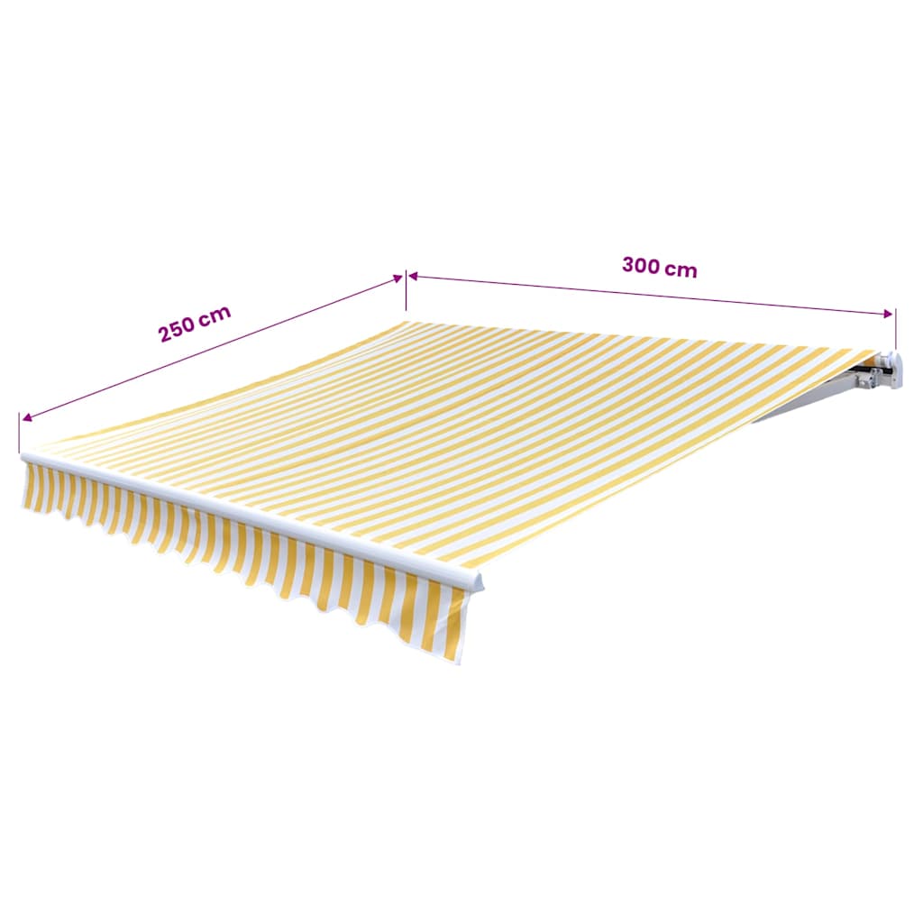 Tenda da Sole Pieghevole Manuale 300 cm Gialla/Bianca | homemem39