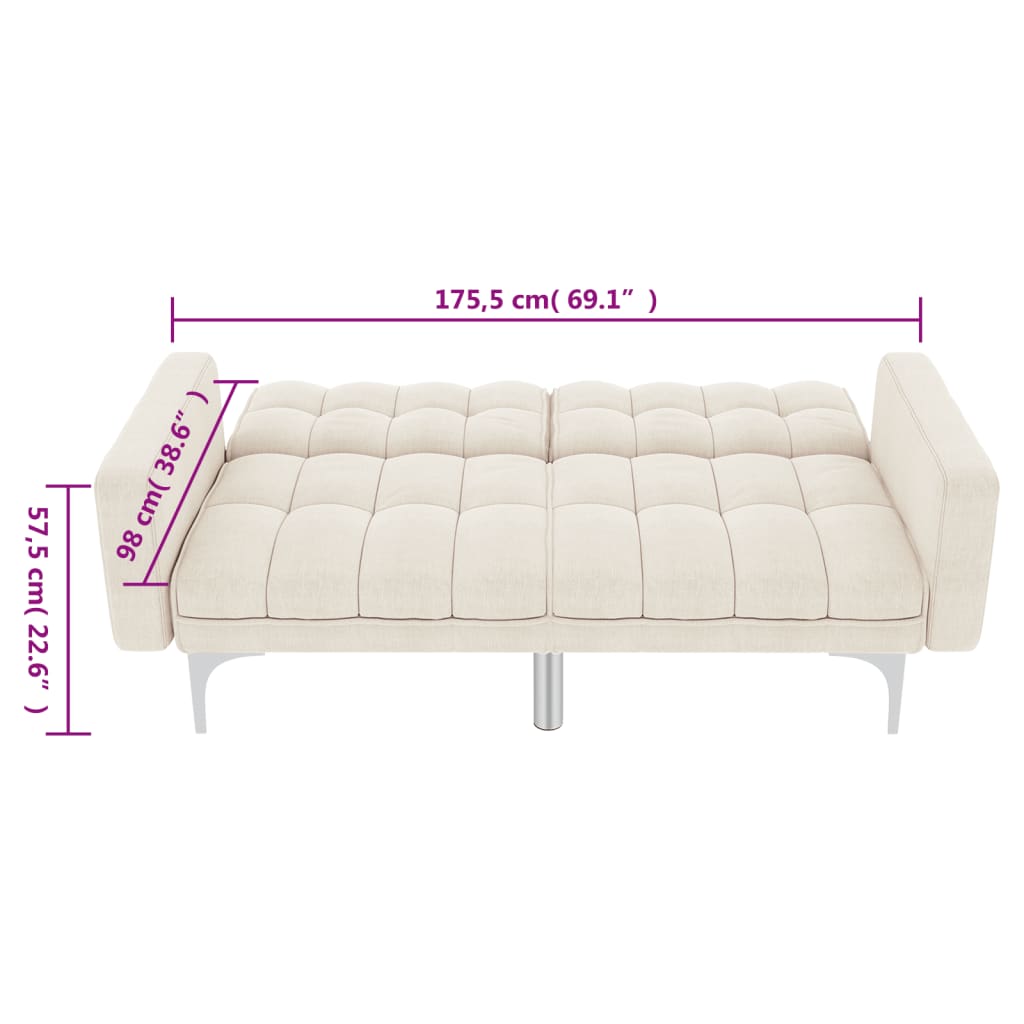 Divano Letto Crema in Tessuto | homemem39