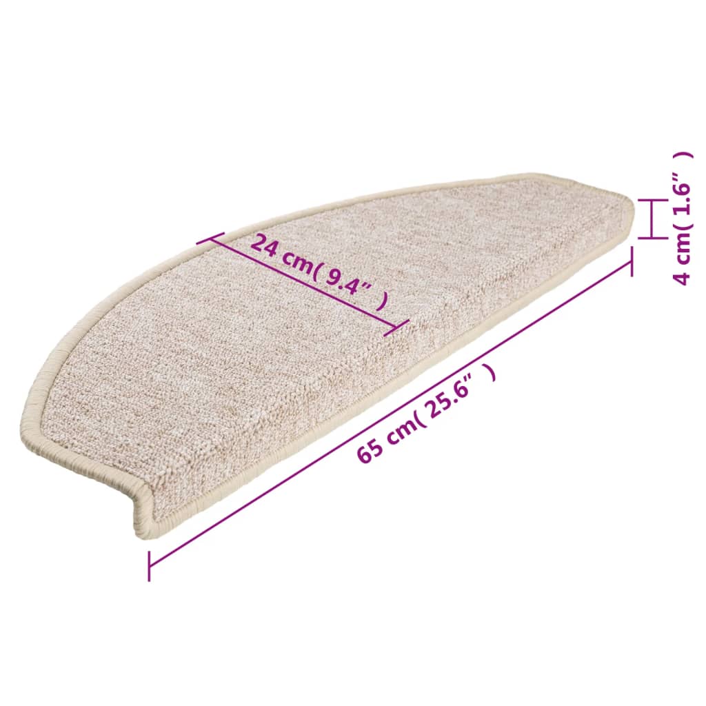 Tappetini per scale 15 pz 65x24x4 cm tortora semicircolari | homemem39