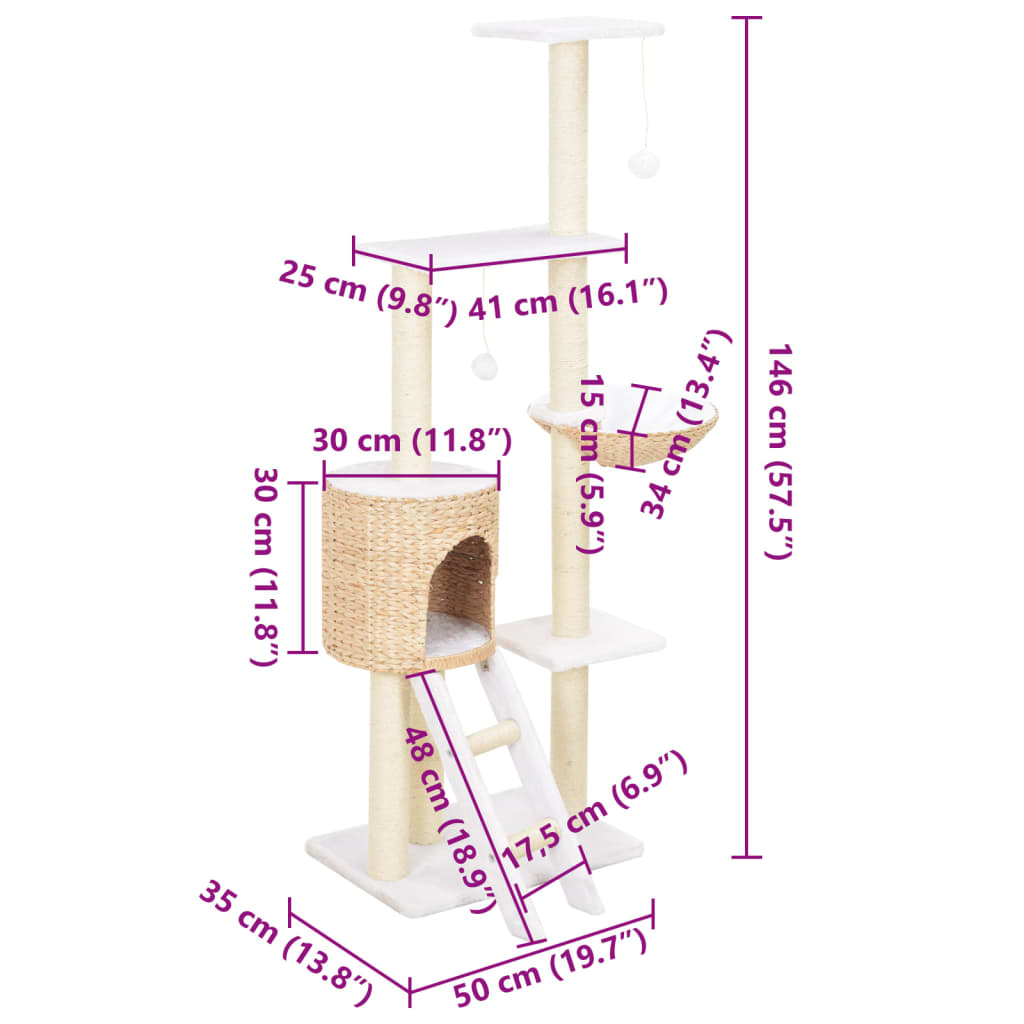 Albero per Gatti con Tiragraffi in Sisal Seagrass | homemem39