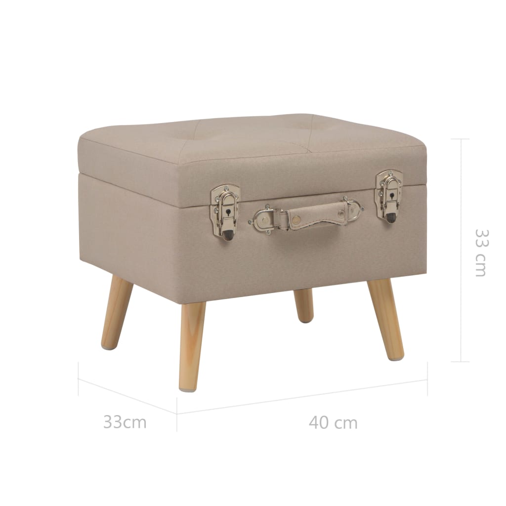 Sgabello con Contenitore 40 cm in Tessuto Beige - homemem39