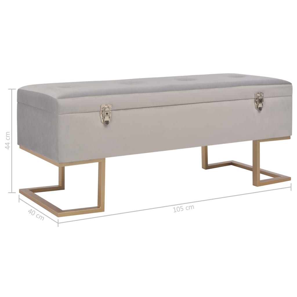 Panca con Vano Portaoggetti 105 cm Grigio in Velluto | homemem39