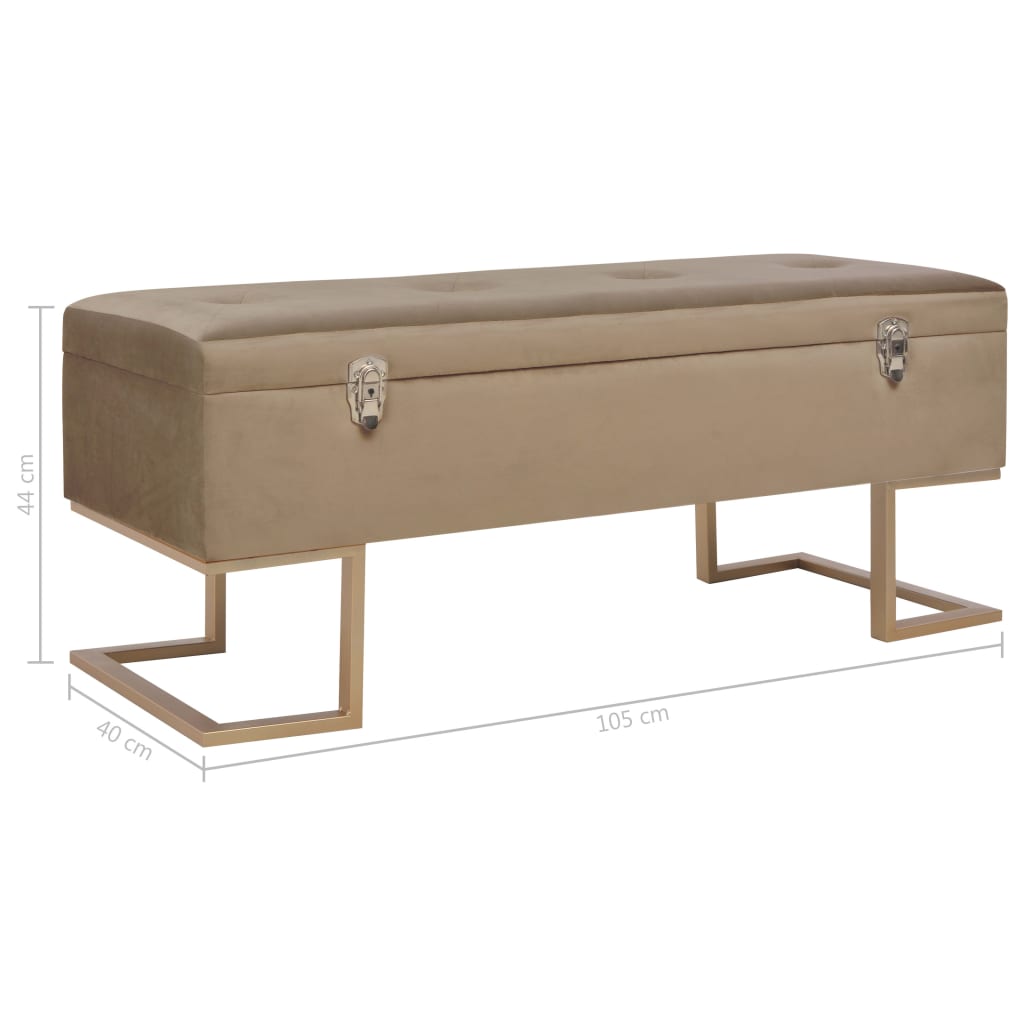 Panca con Vano Portaoggetti 105 cm Beige in Velluto - homemem39