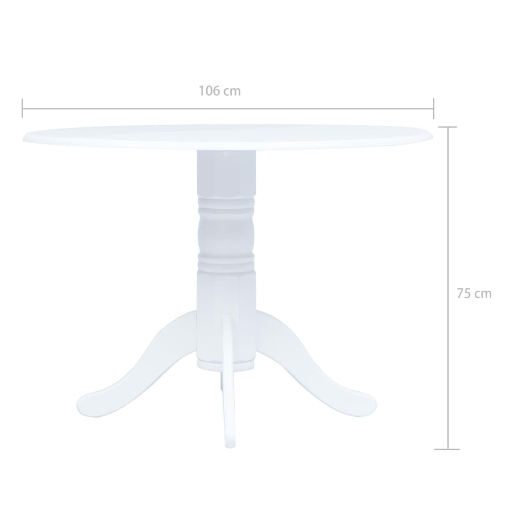 Tavolo da Pranzo Bianco 106 cm in Legno Massello di Hevea | homemem39