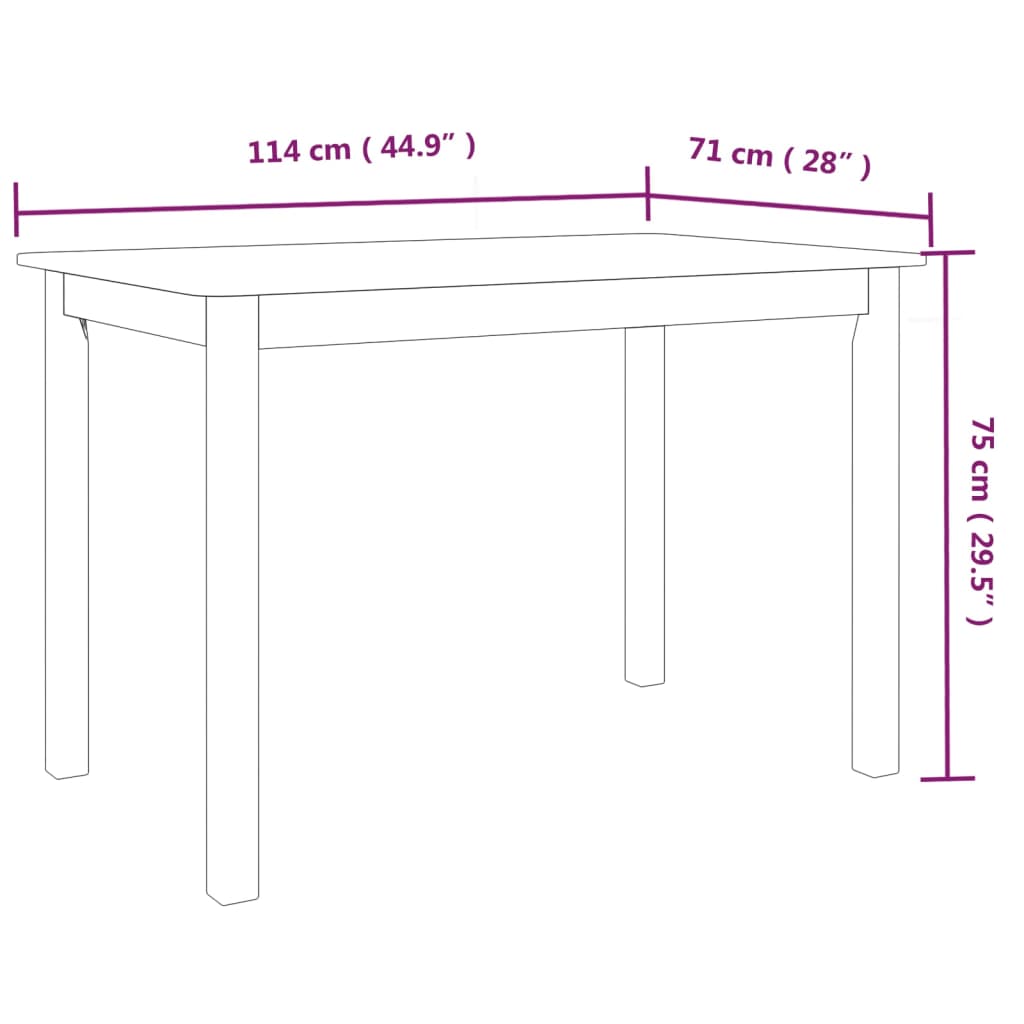 Tavolo da Pranzo Bianco e Marrone 114x71x75cm Massello di Hevea | homemem39