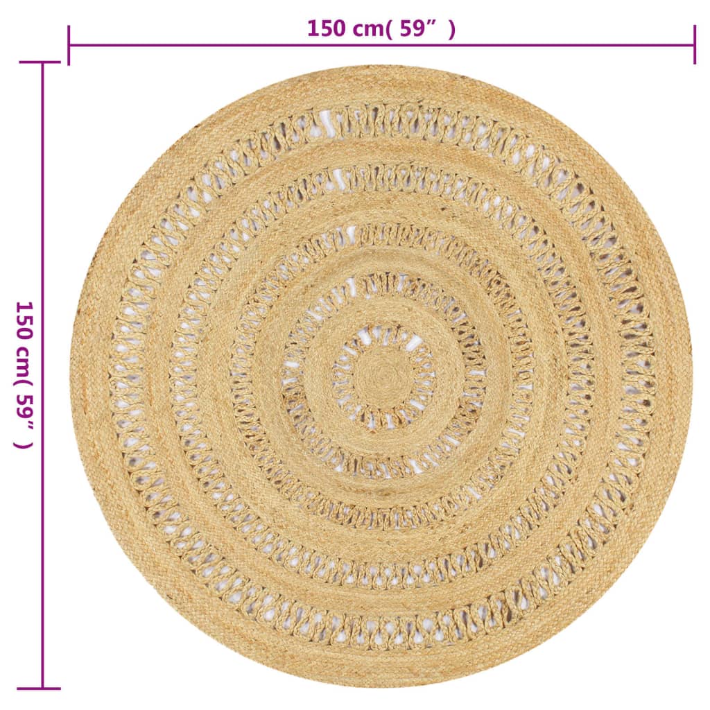 Tappeto Lavorato a Mano in Juta Intrecciata 150 cm - homemem39