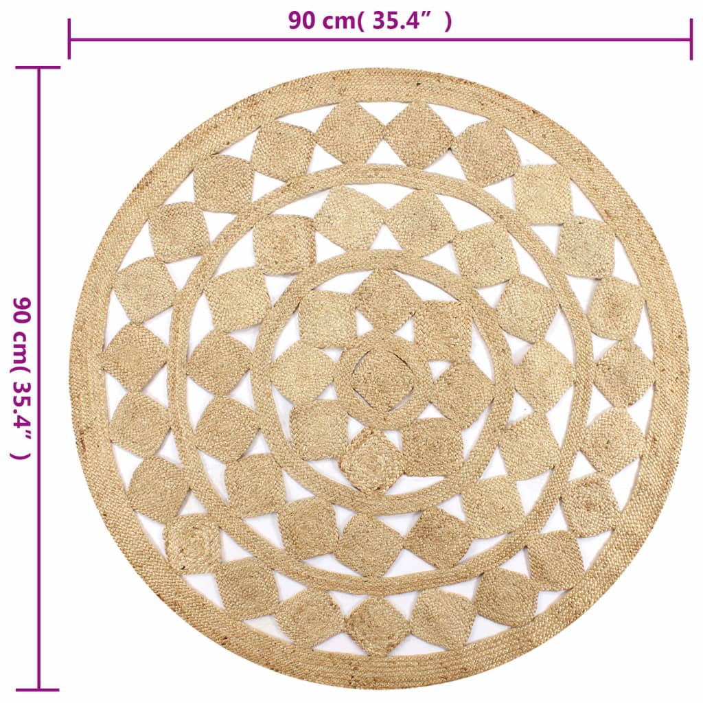 Tappeto Lavorato a Mano in Juta Intrecciata 90 cm