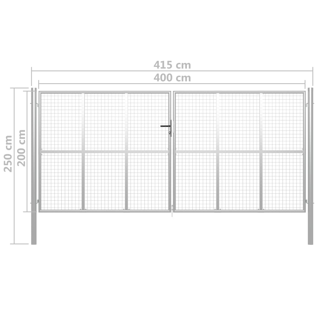 Cancello da Giardino in Acciaio Zincato 400x200 cm Argento | homemem39