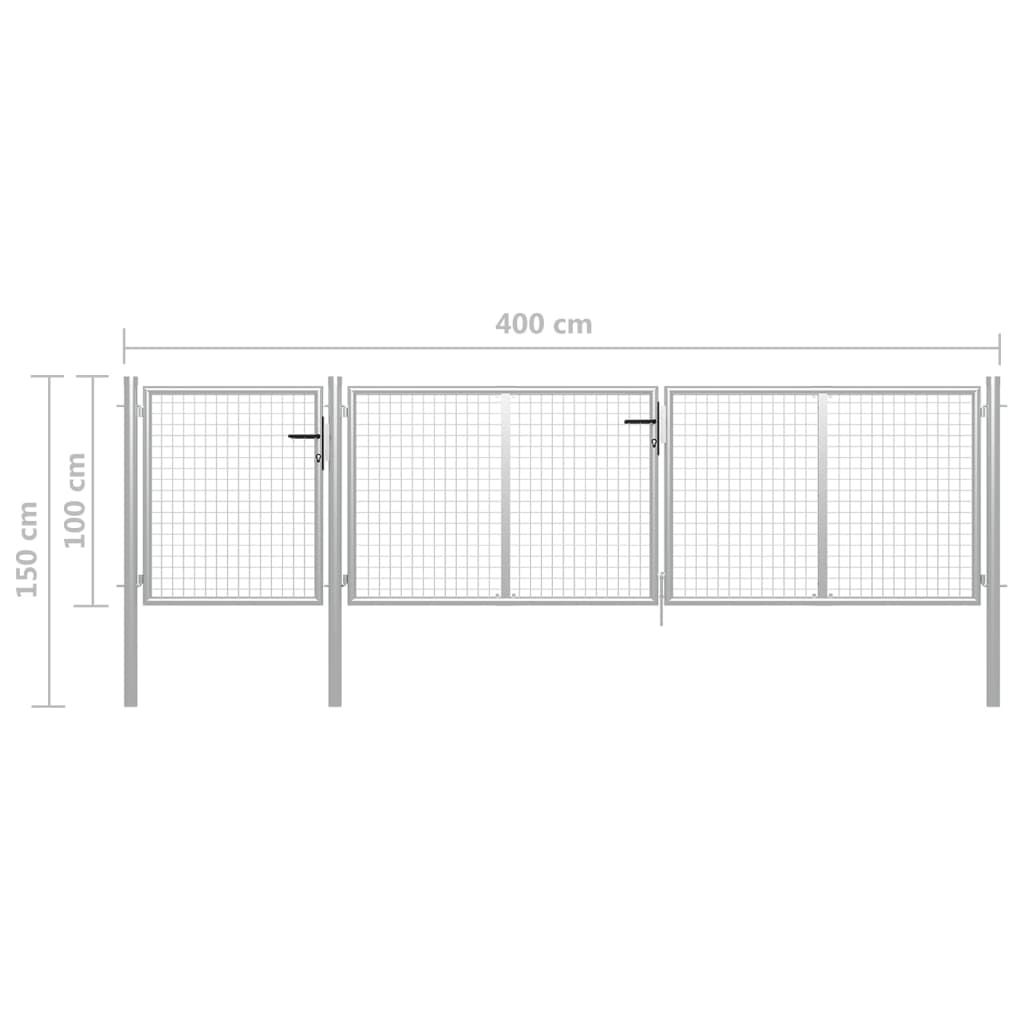 Cancello da Giardino in Acciaio 400x100 cm Argento | homemem39