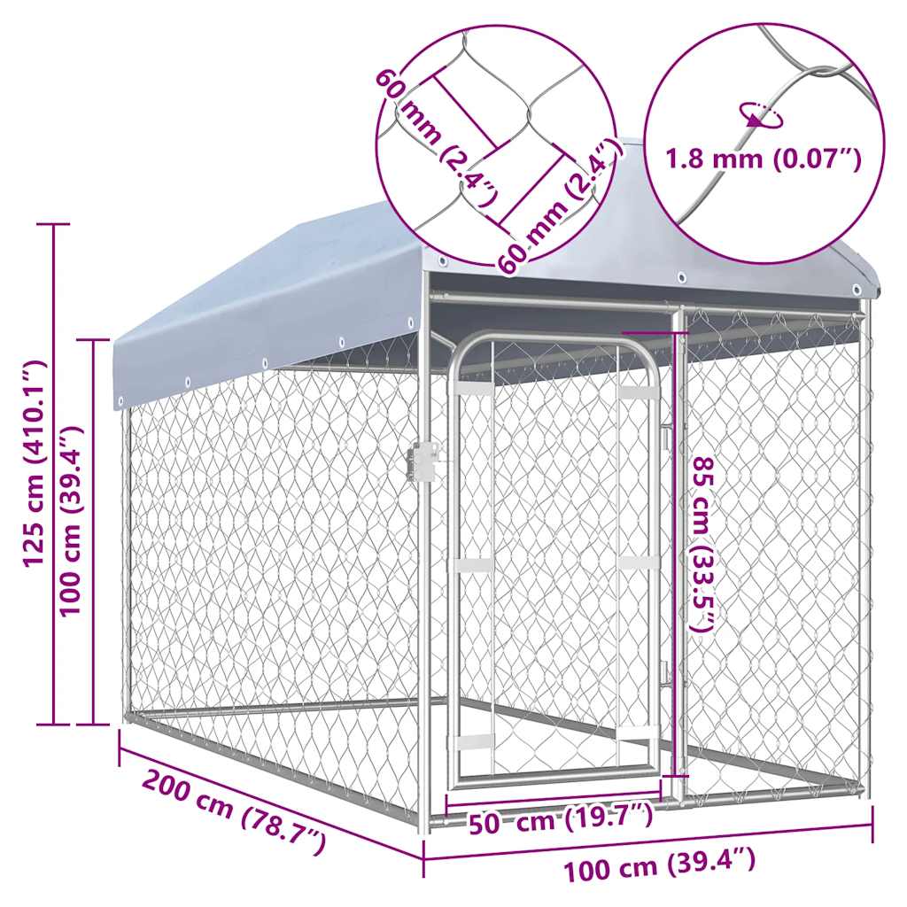 Canile da Esterno con Tetto 200x100x125 cm | homemem39