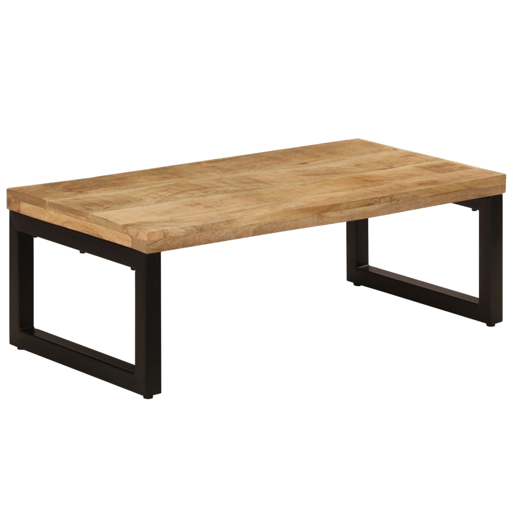 Tavolino da Salotto 100x50x35 cm Legno Massello Mango e Acciaio | homemem39