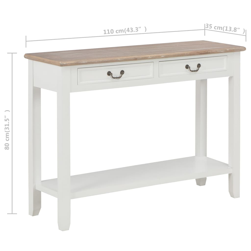 Tavolo Consolle Bianco 110x35x80 cm in Legno | homemem39