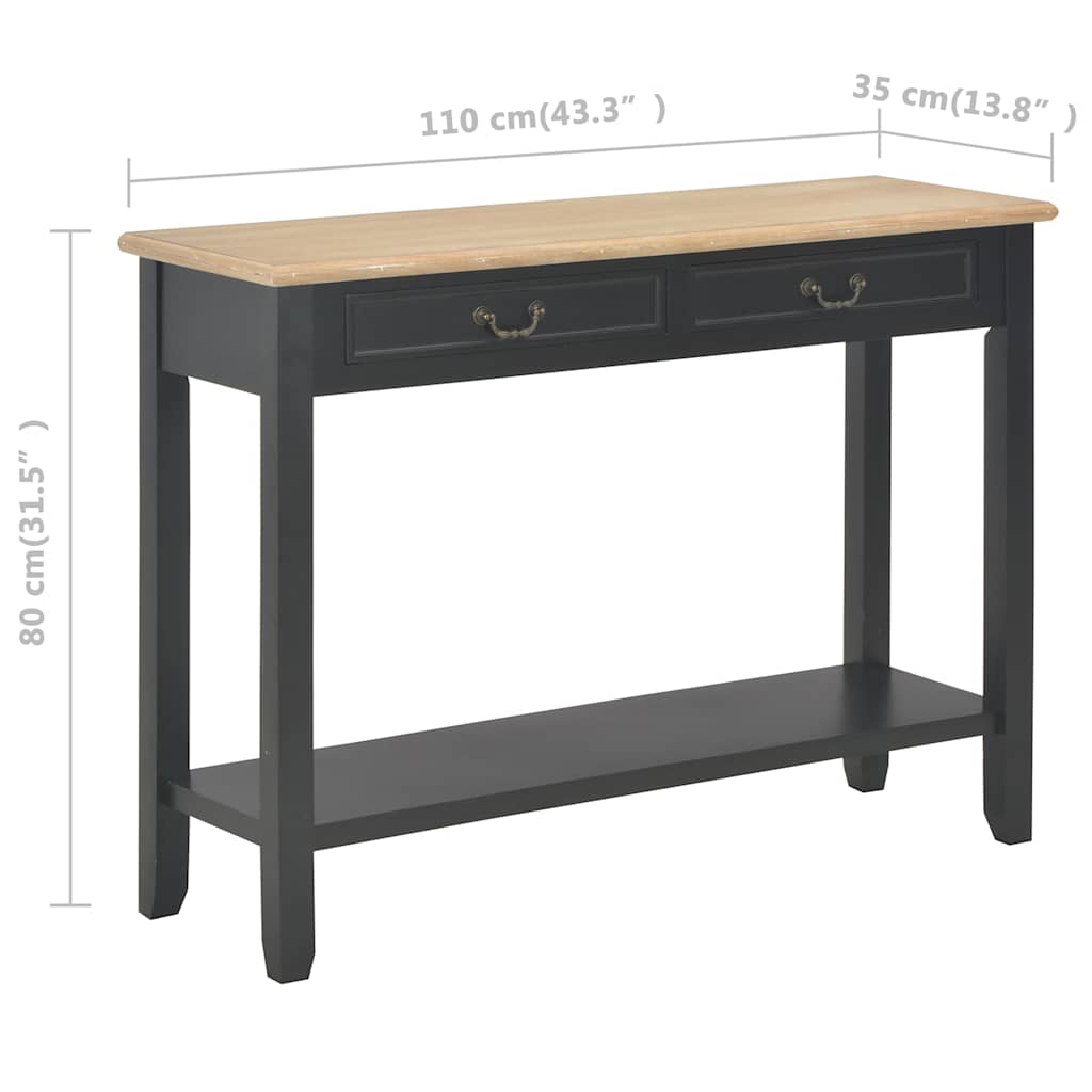 Tavolo Consolle Nero 110x35x80 cm in Legno