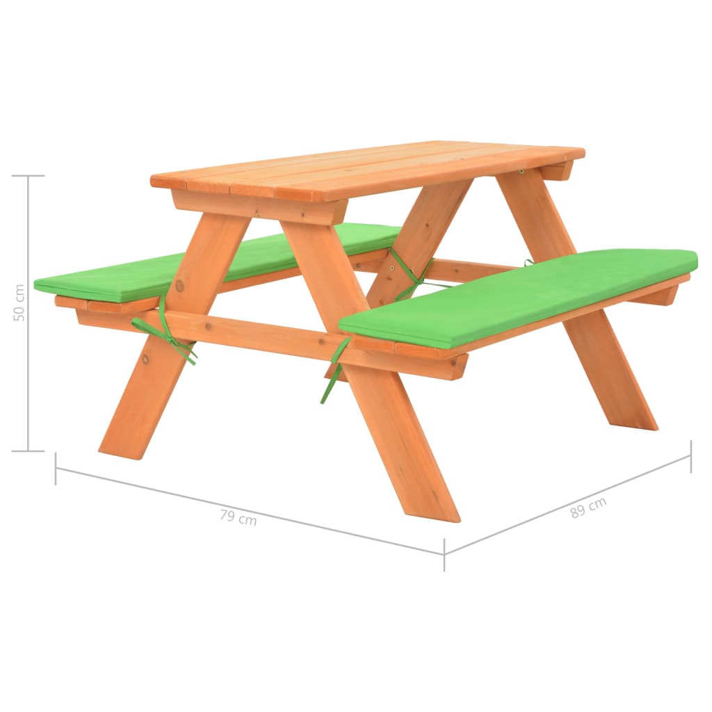 Tavolo e Panche da Picnic 89x79x50 cm Legno Massello di Abete | homemem39