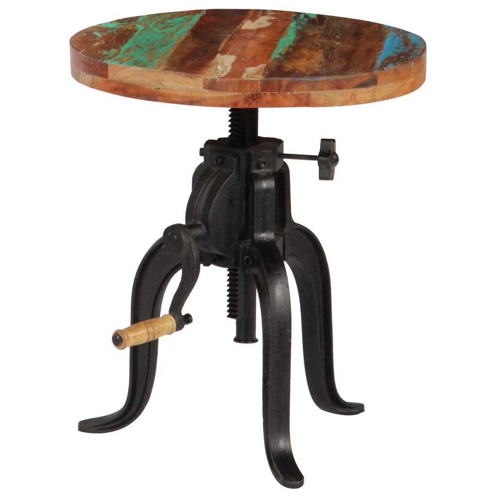 Tavolino 45x(45-62) cm in Legno Massello di Recupero e Ghisa | homemem39