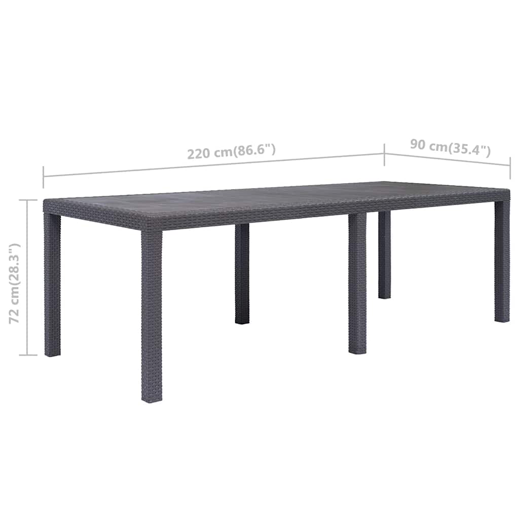 Tavolo da Giardino Marrone 220x90x72 cm Plastica Stile Rattan | homemem39
