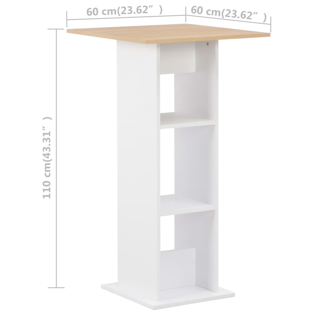 Tavolo da Bar Bianco e Rovere Sonoma 60x60x110 cm | homemem39
